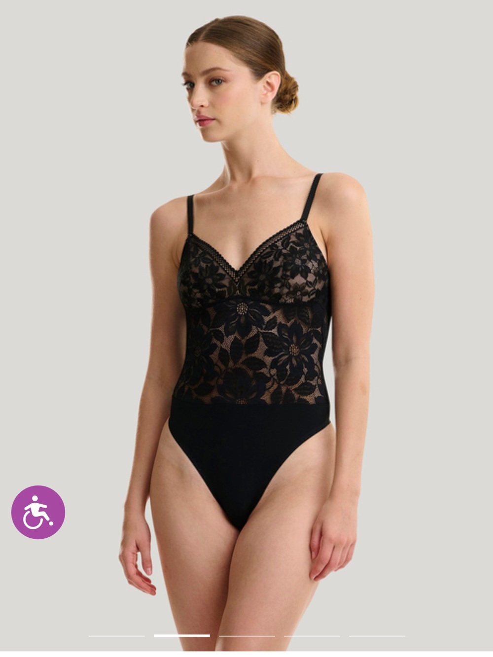 Lively Black Floral Lace Bodysuit Thong
